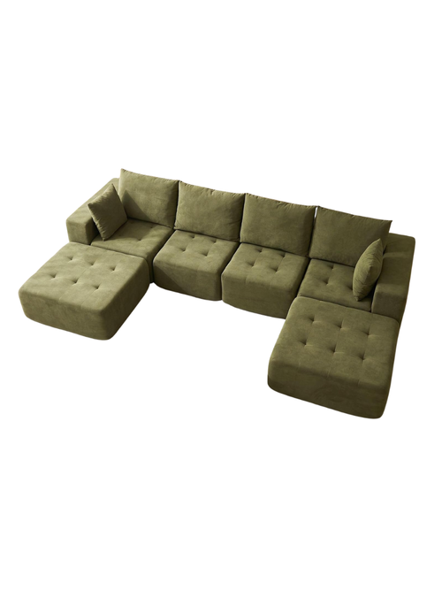 Chenille Tufted Modular Sectional Boneless Couch