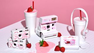 Hello Kitty Strawberry Kawaii film cameras and cassette player