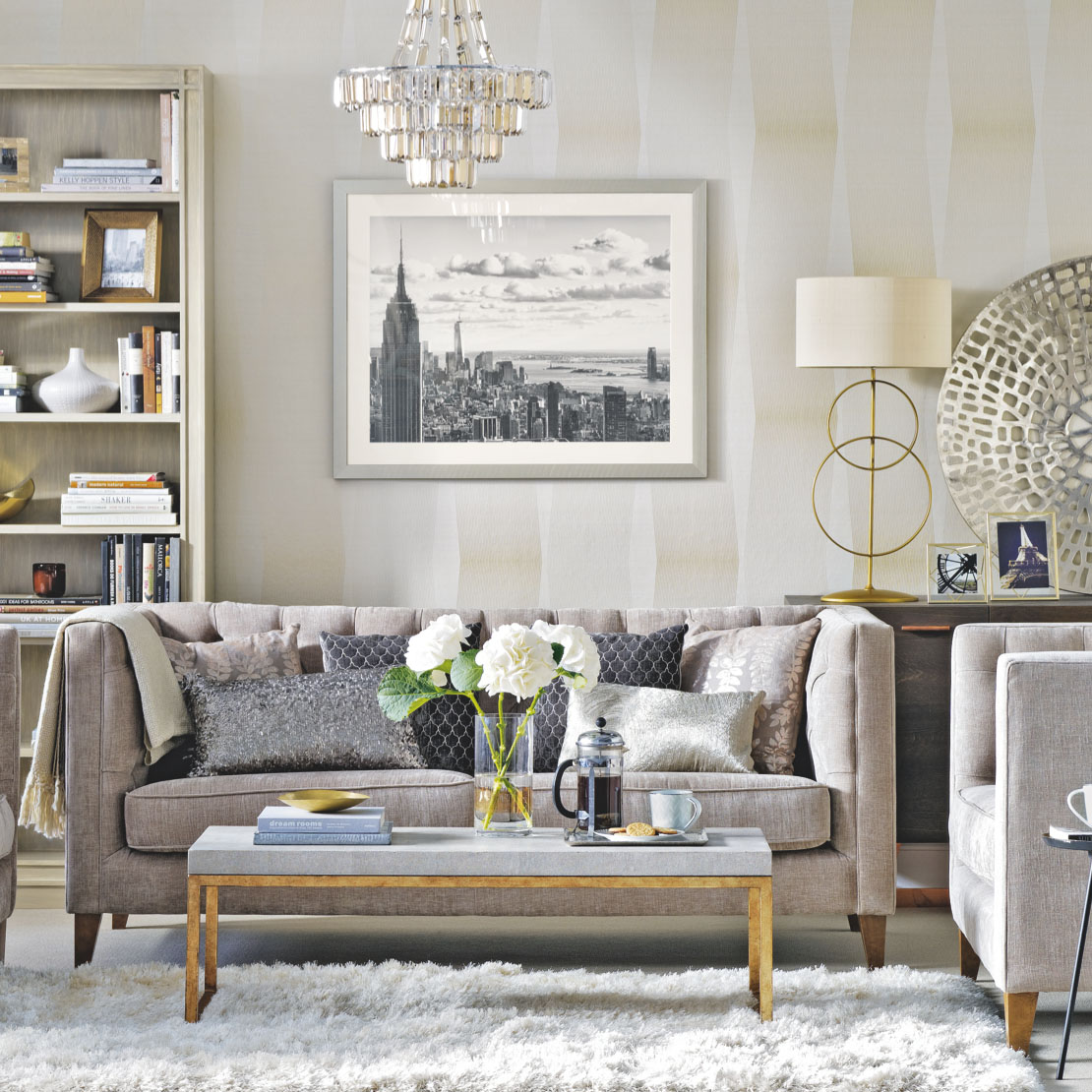 living room with sofaset with cushions