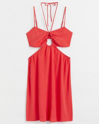 H&M red Cut-out Dress