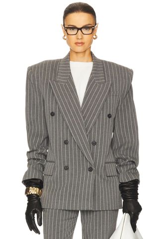 Helsa Pinstripe Double Breasted Blazer