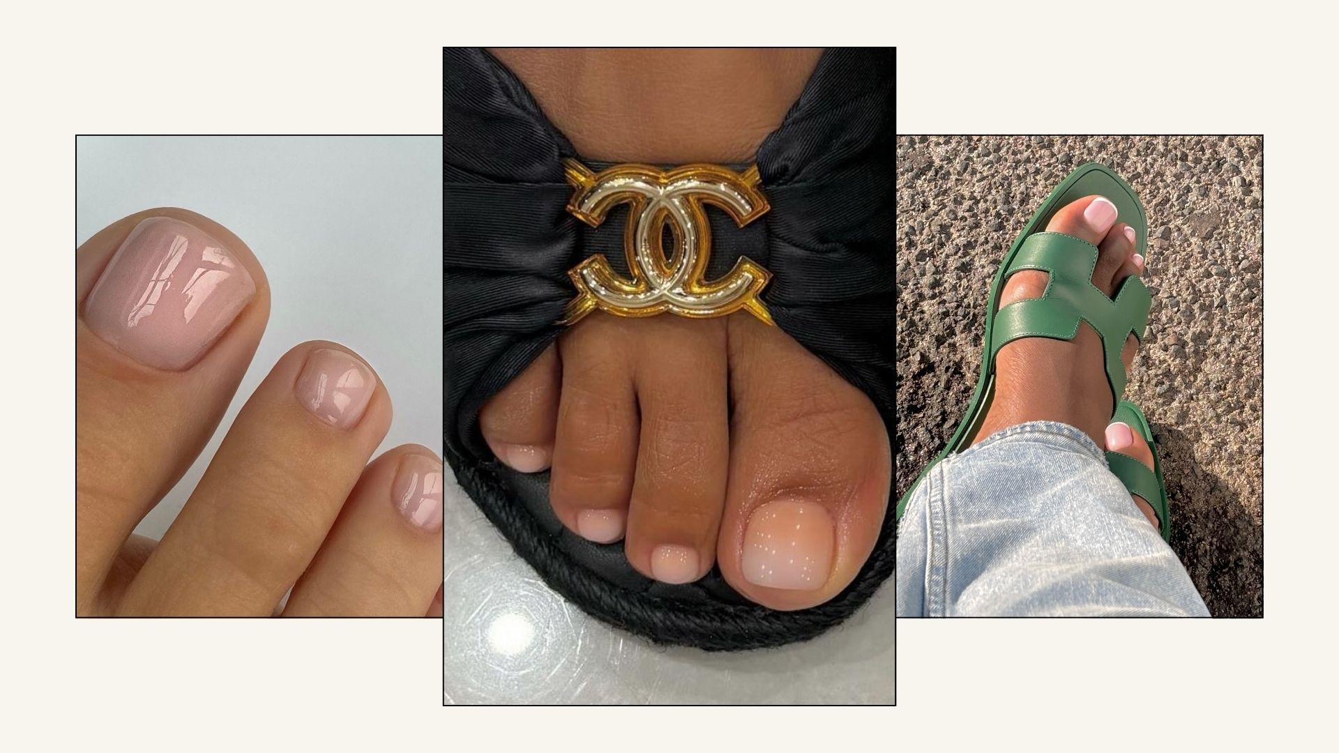 Collage of June pedicure colours