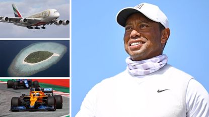 Tiger Woods pictured with a plane, private island and F1 car