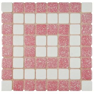 pink and white mosaic floor and wall tiles 