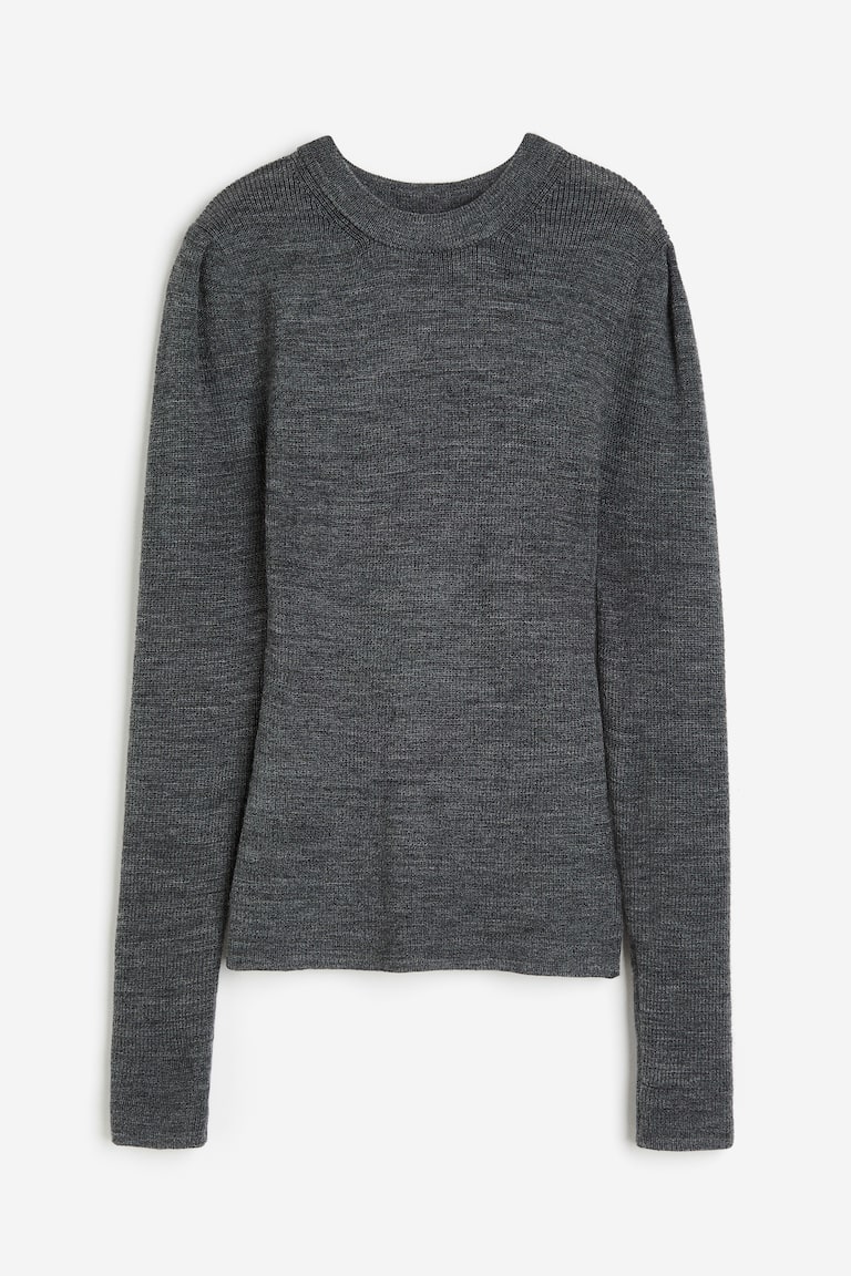 Puff-Sleeved Wool Top