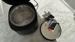 cosori 5.0-quart rice cooker testing in kitchen