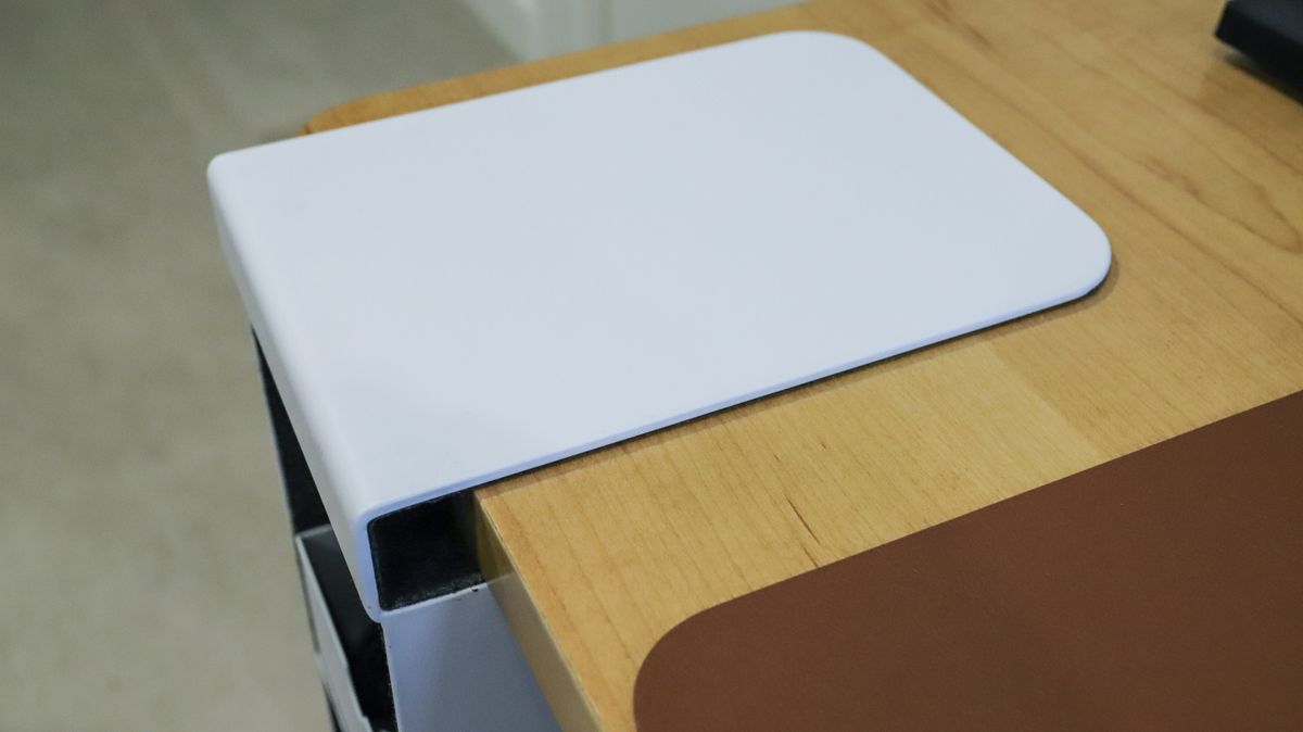 EverDesk Max's under-desk storage slips onto the worktop