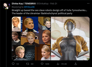 Tweet about robots resembling Yulia Tymoshenko in Atomic Heart
