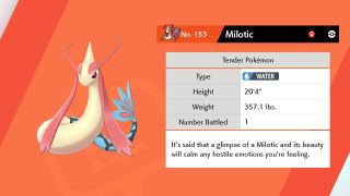 Milotic Pokedex entry in Pokemon Sword and Shield