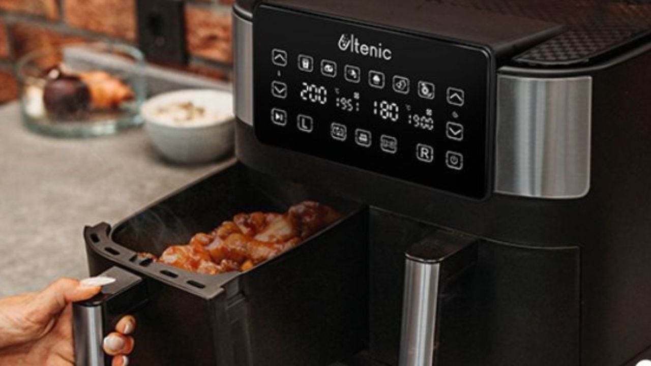 Ultenic 2-Basket Air Fryer in a test kitchen.