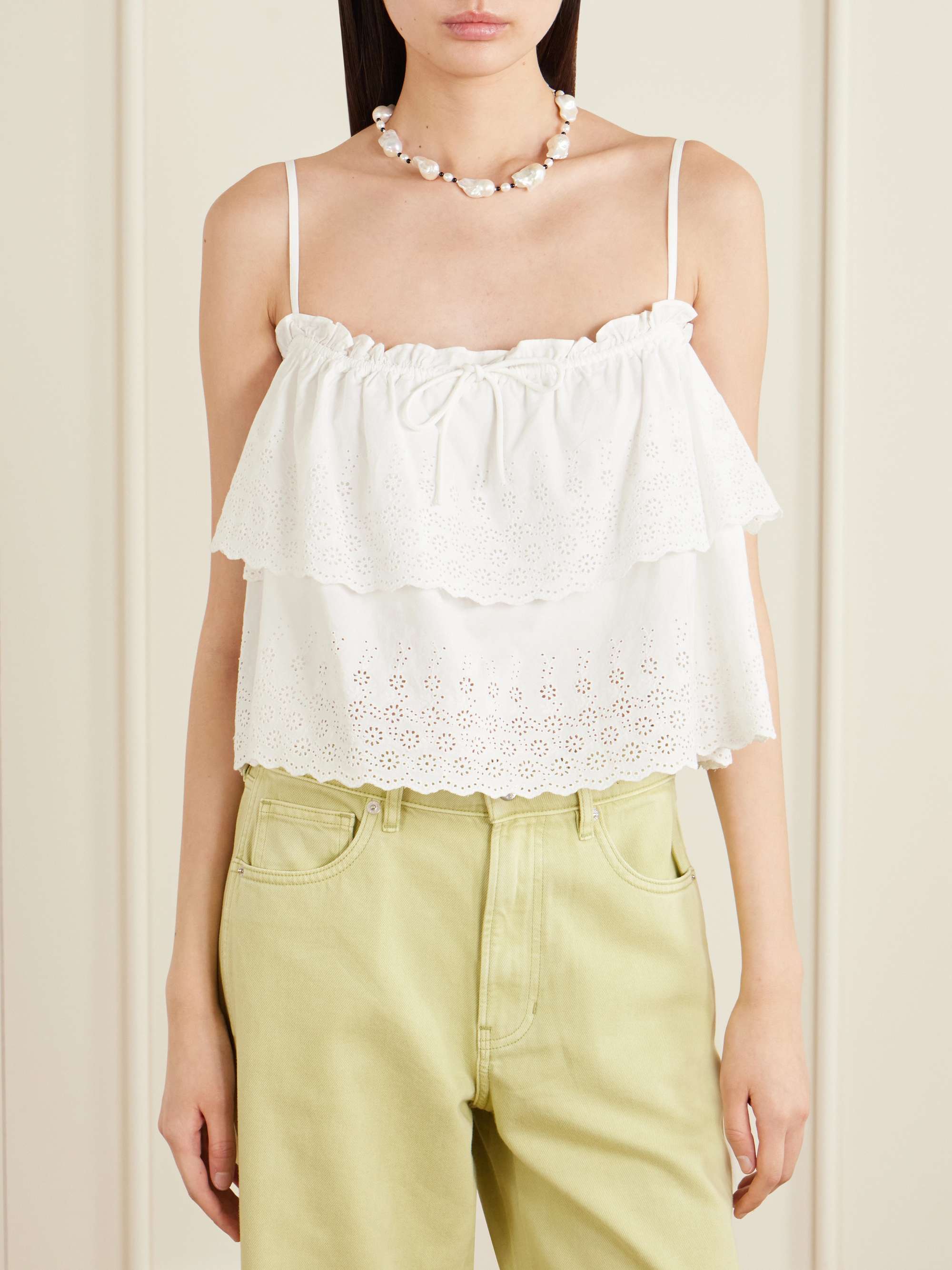 Oseanna Ruffled Broderie Anglaise Cotton Top