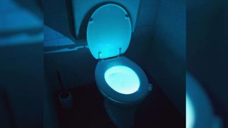 The GreatGadgets RGB LED toilet light eminates from the bowl with an ominous air