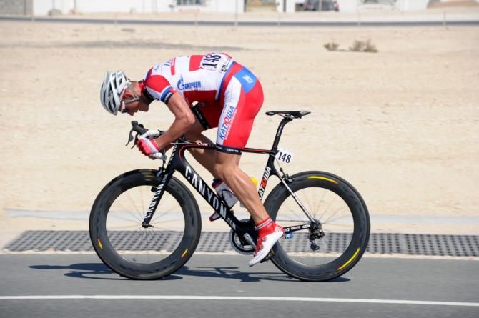 Gatis Smukulis (Katusha) goes for an intermediate sprint
