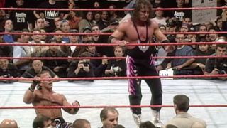 Shawn Michaels and Bret Hart following the Montreal Screwjob at Survivor Series 1997
