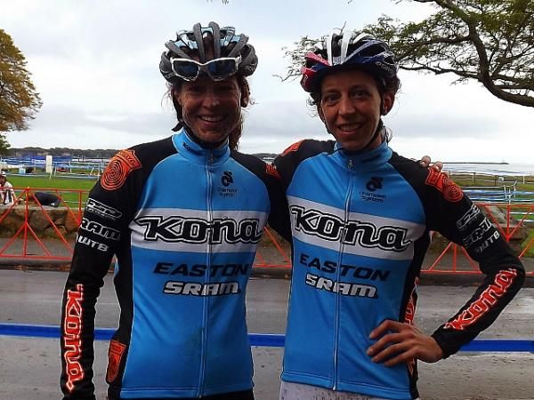 Kona teammates Wendy Sims and Helen Wyman in Gloucester