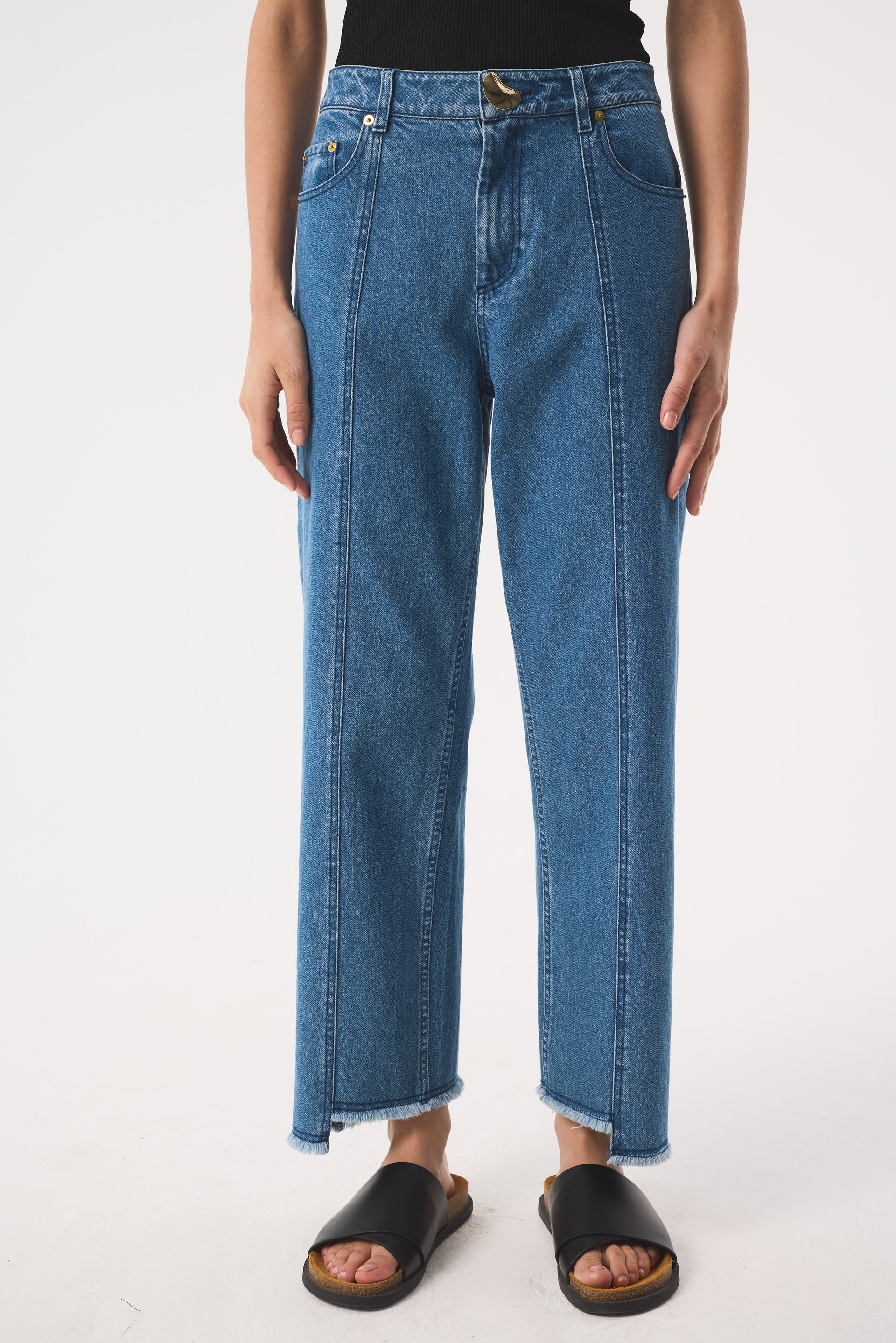 Sol Straight Recycled Mid Wash Blue Jeans - Mid Wash Blue / 6