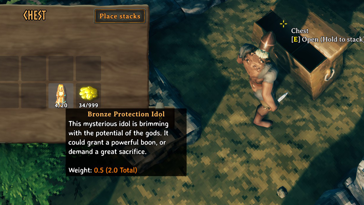 An idol in a chest