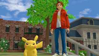 A screenshot from Detective Pikachu Returns showing Detective Pikachu and Tim