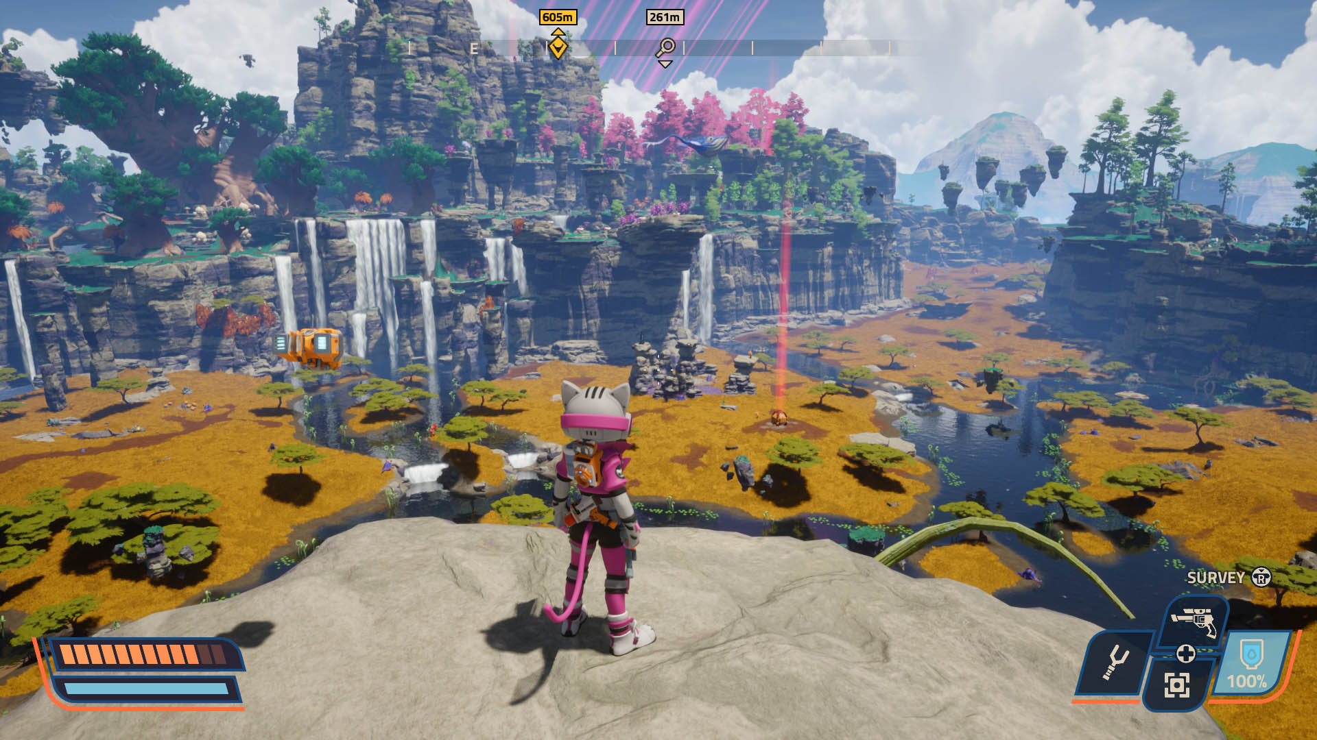 Looking out over a truly massive and gorgeous world in Revenge of the Savage Planet