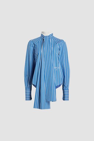 Lavallière Blouse in Printed Sustainable Cotton - Victoria Blue Stripes - 34