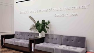A quote on the wall inside Rescue Spa. "Beautiful skin is a matter of choice, not chance" - Danuta Mieloch.