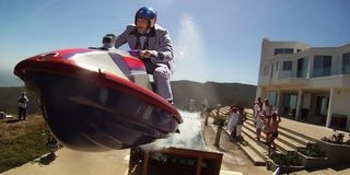 Johnny Knoxville flying through air in boat in Jackass 3D