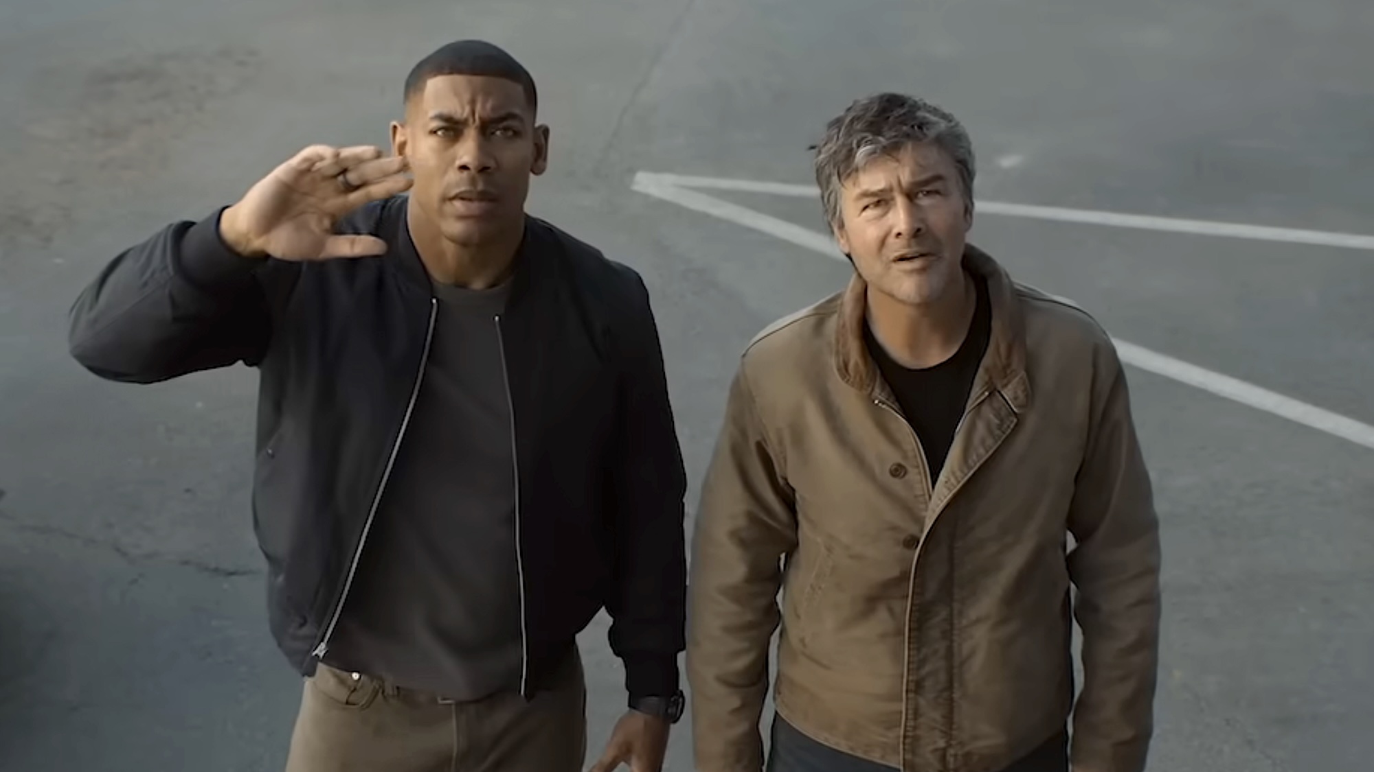 John and Hal standing in parking lot trying to test John's flying in Lanterns Season 1