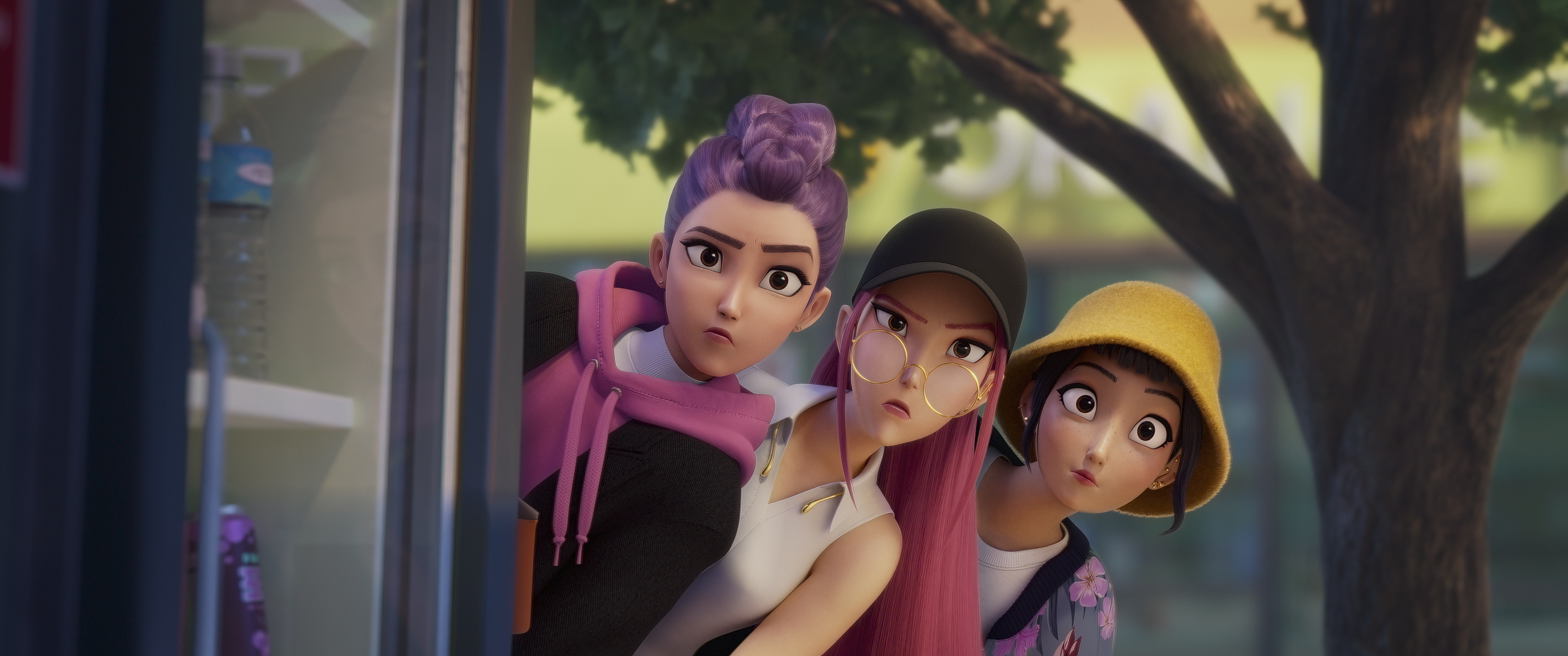Rumi, Mira, and Zoey, from the animated movie 'KPop Demon Hunters.'