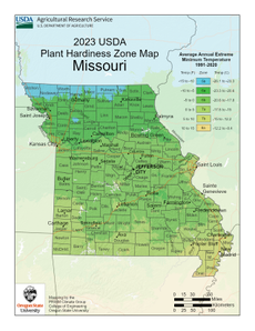 USDA Plant Hardiness Zone Map for Missouri