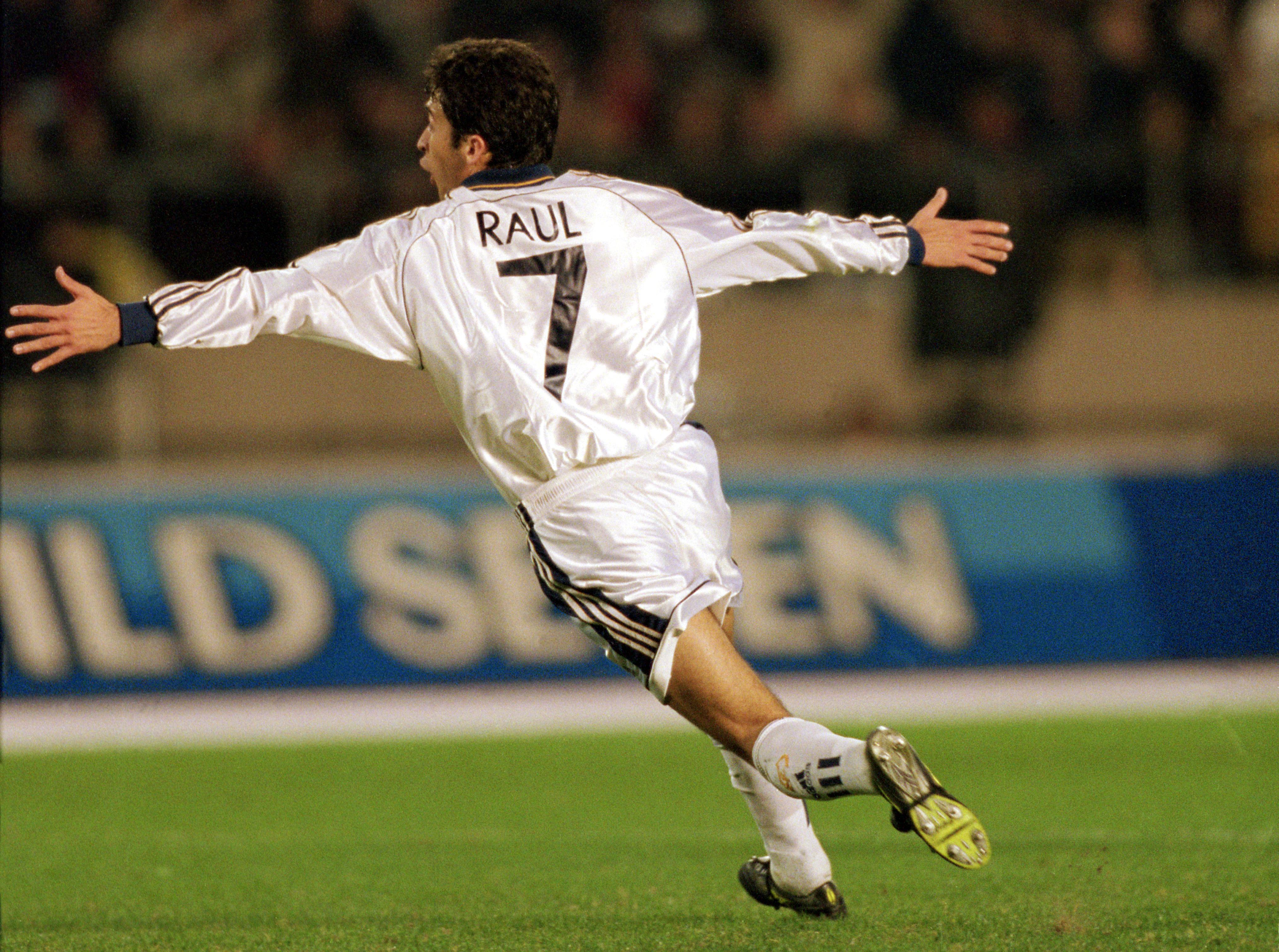 Raul celebrates after scoring for Real Madrid against Vasco da Gama in the 1998 Intercontinental Cup