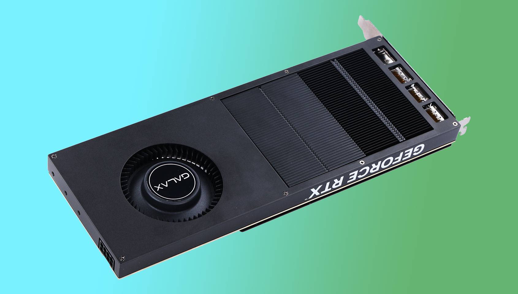 A Galax RTX 5060 Ti Unparallelled Max 16 GB graphics card on a blue and green background