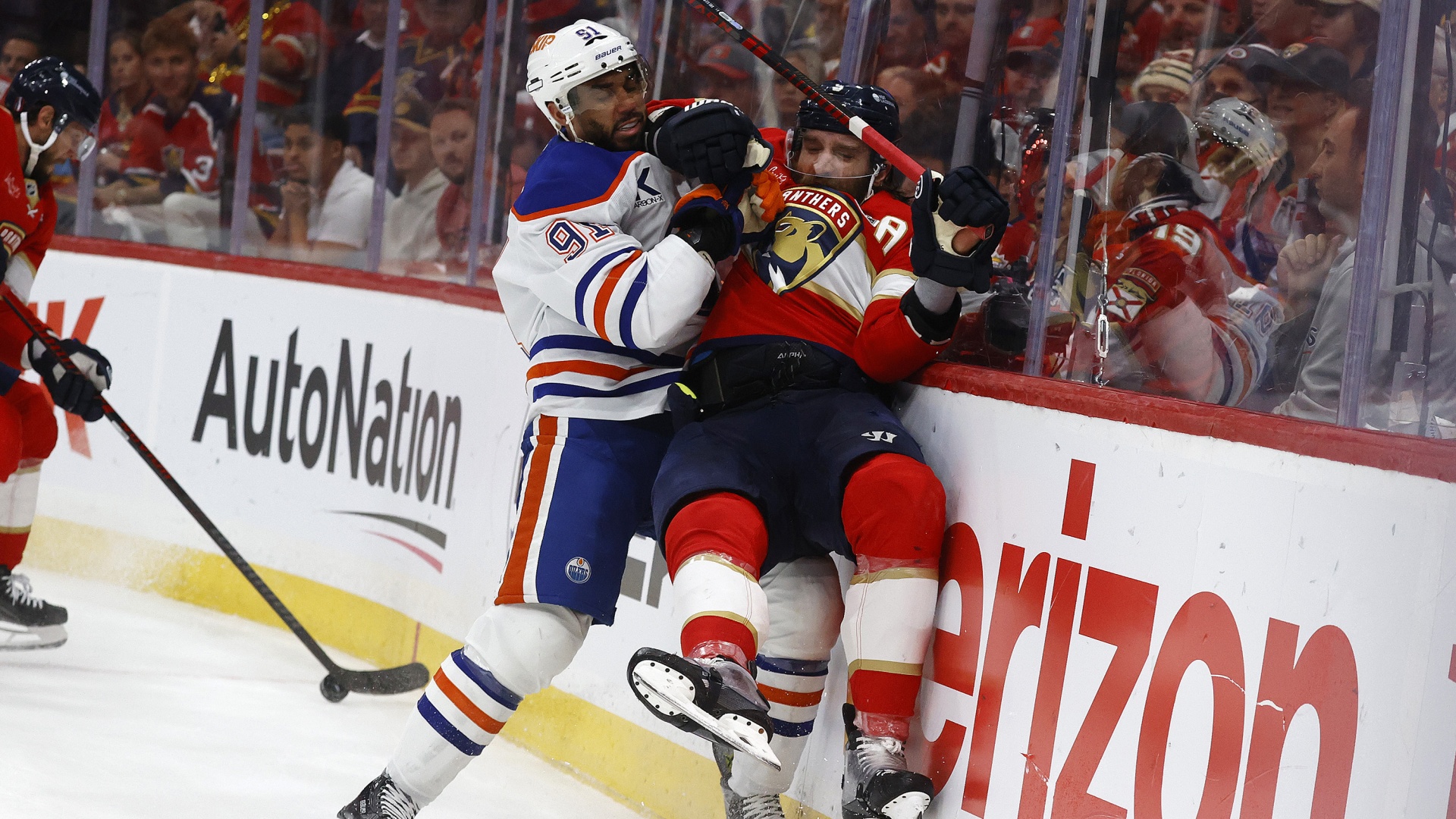 Evander Kane clashes with Aaron Ekblad in a recent Oilers vs Panthers game