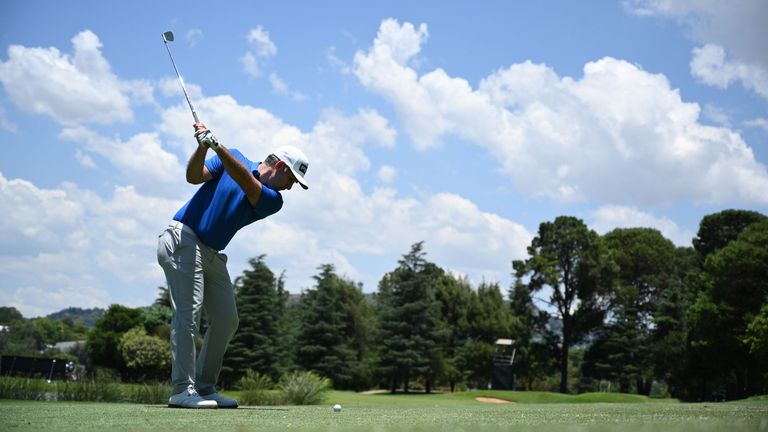 Oliver Farr plays a shot during the Joburg Open