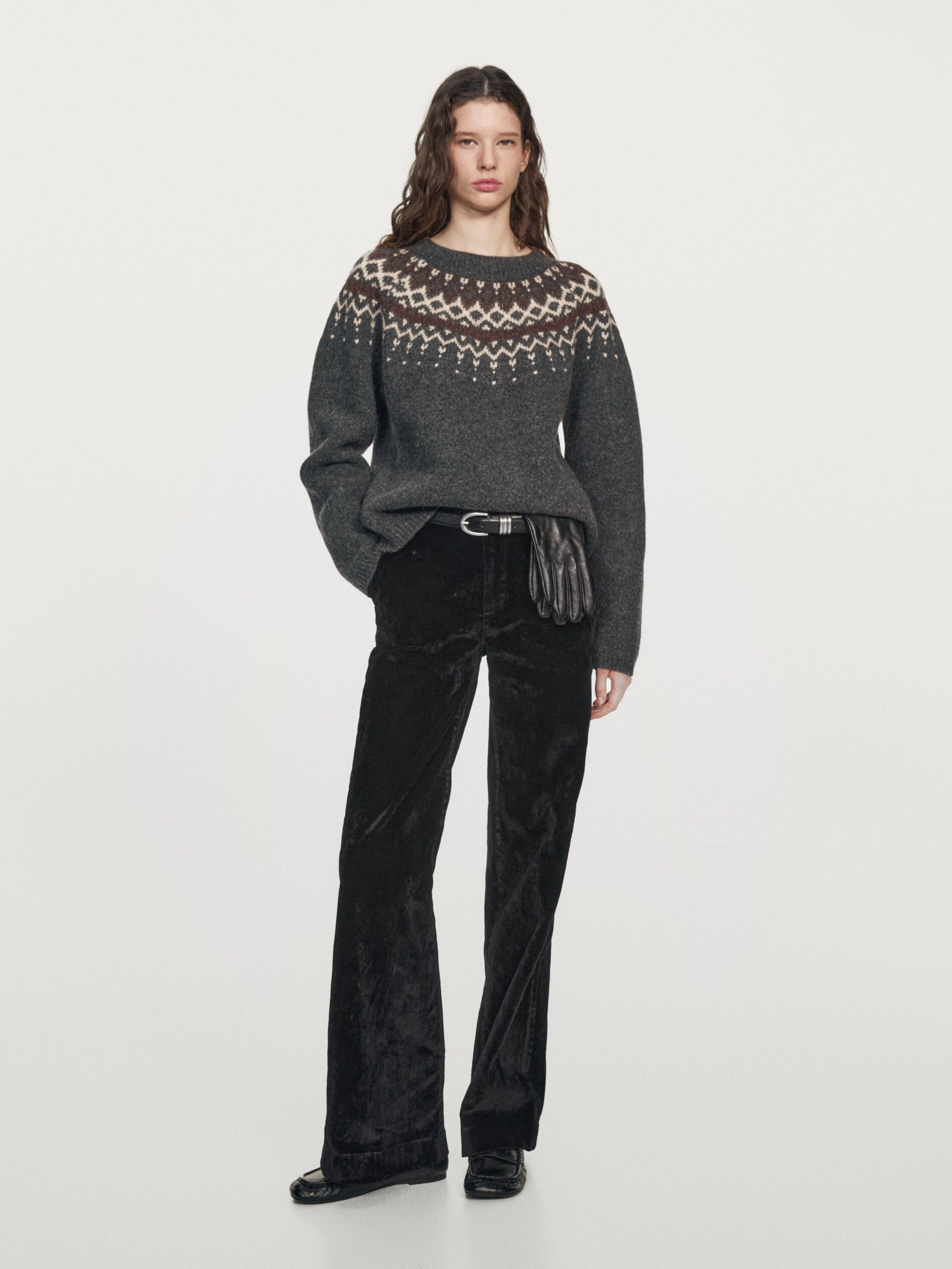 100% Wool Jacquard Knit Sweater