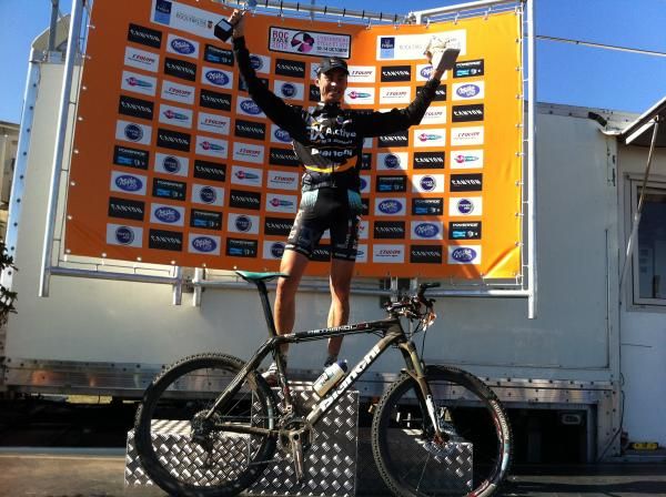 Winner Stephane Tempier on the podium atRoc d&rsquo;Azur