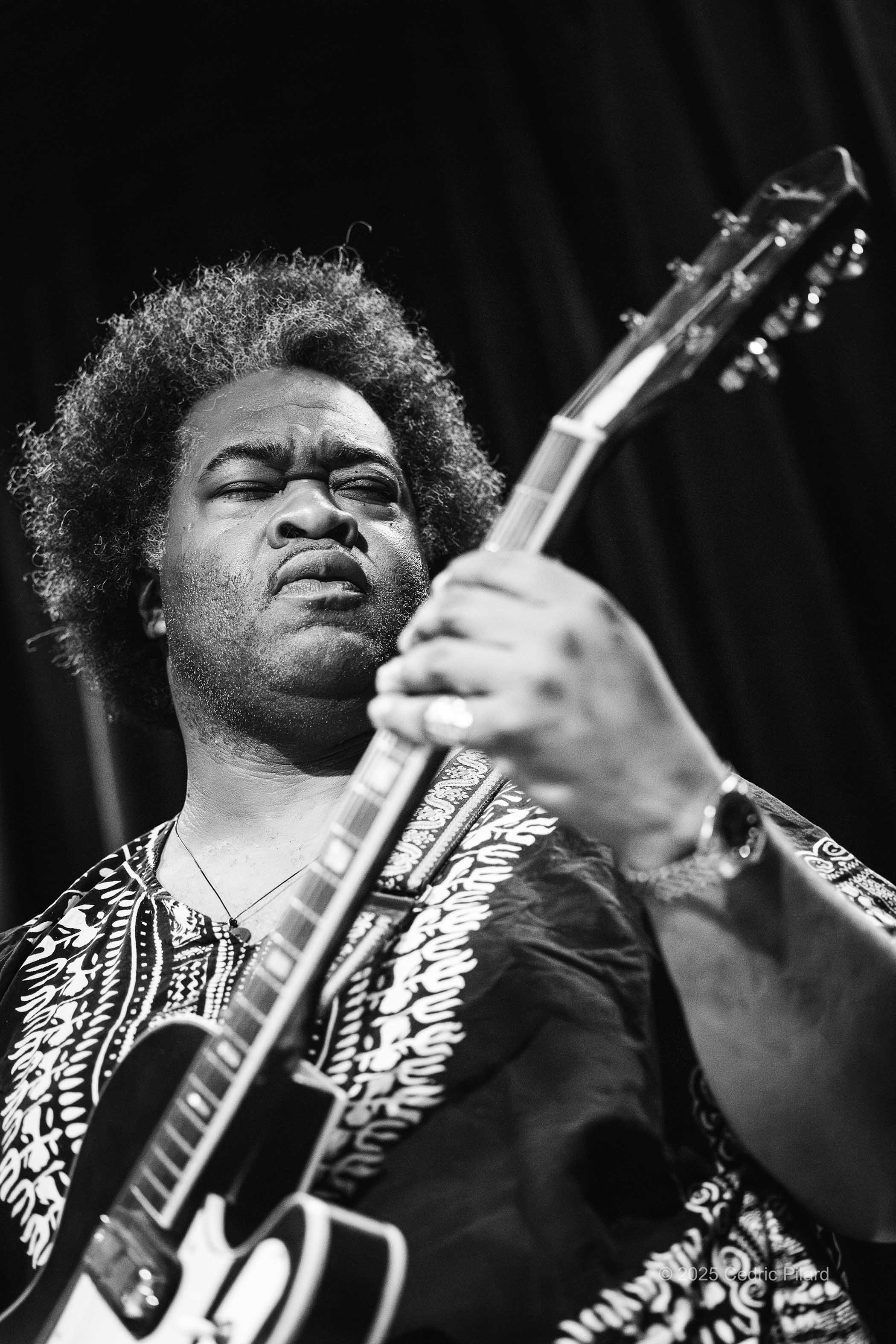 Jimmy James of Parlor Greens plays his Silvertone onstage