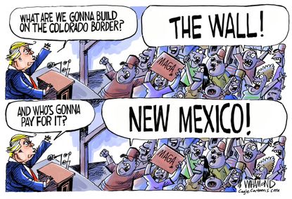 Political Cartoon U.S. Trump Wall New Mexico