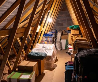 Loftspace in the attic roof of a family home, is a favourite storage place for cases, boxes and personal treasures.