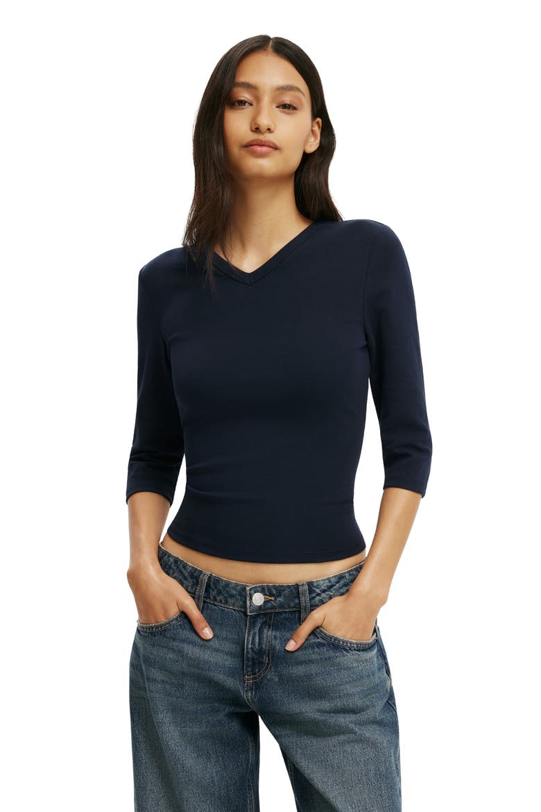 Women's 90s High V Neck &amp;frac34; Sleeve