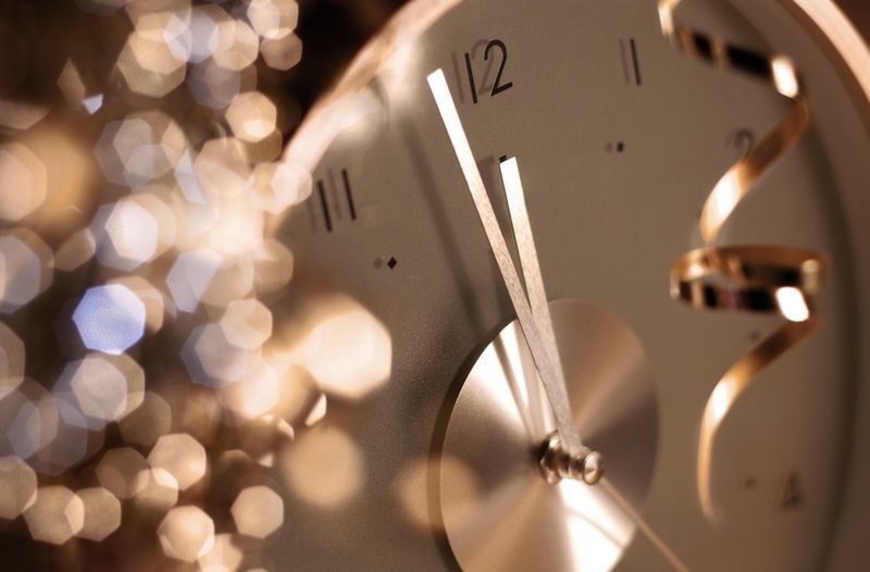 New Year&#039;s clock at a minute to midnight.