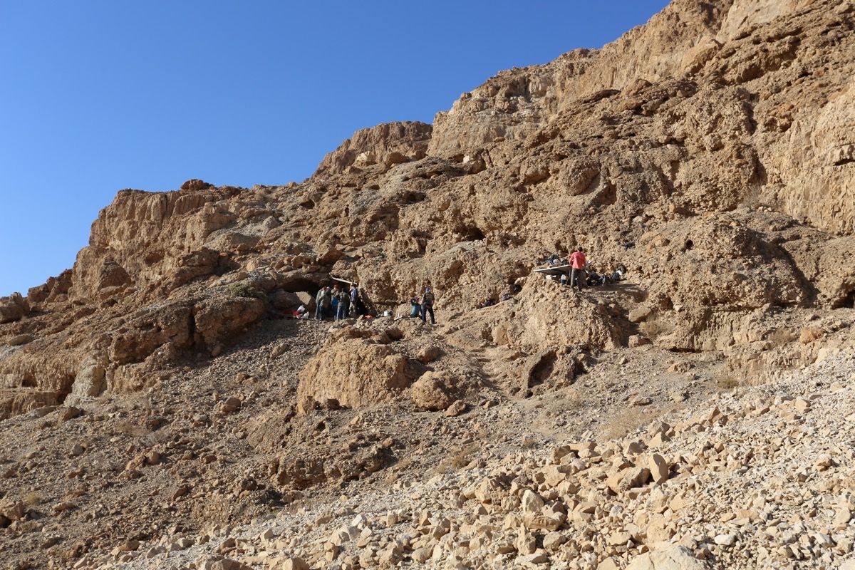 Archaeologists recently discovered a cave (entrance, shown at left) near Qumran in Israel, though most of the &quot;Dead Sea Scrolls&quot; in the cave had been taken in the mid-20th century.