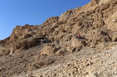 Archaeologists recently discovered a cave (entrance, shown at left) near Qumran in Israel, though most of the "Dead Sea Scrolls" in the cave had been taken in the mid-20th century.