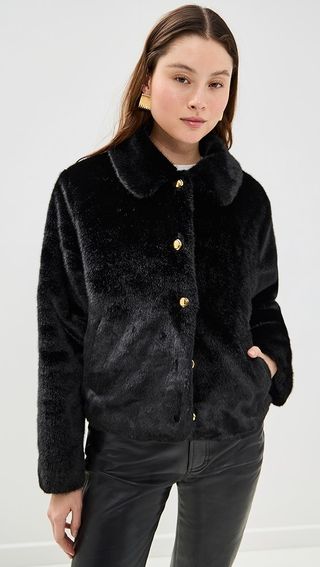 English Factory Faux Fur Collared Jacket