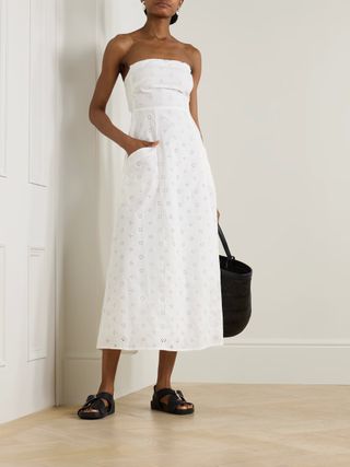 MATTEAU, Stapless Bow-Detailed Broderie Anglaise Organic Cotton Midi Dress