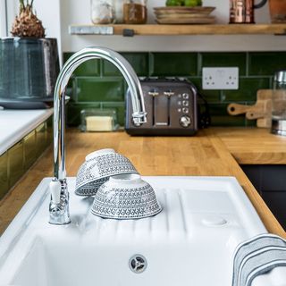 kitchen with ceramic sink