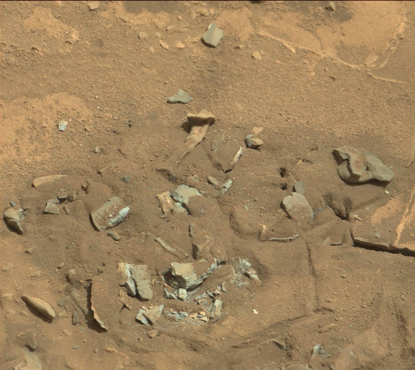 A bunch of stones scoured out by the wind on Mars.