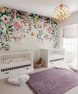 Twin girl nursery design by Little Guy Comfort