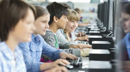 School children on computers
