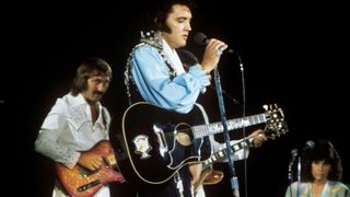 Elvis Presley and guitarist James Burton using Fender Red Paisley Telecaster