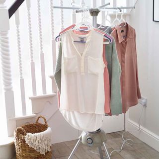 room with hanger on clothes